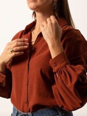 Selva/ Negra silk blouse brown rust red Small 2